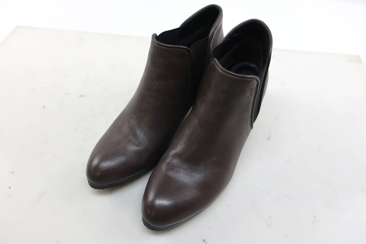 【送900円】1643 最終 難有 cava cava サヴァサヴァ アンクルブーツ サイドゴア チャンキーヒール オーバルトゥ 茶 23 1/2拍卖