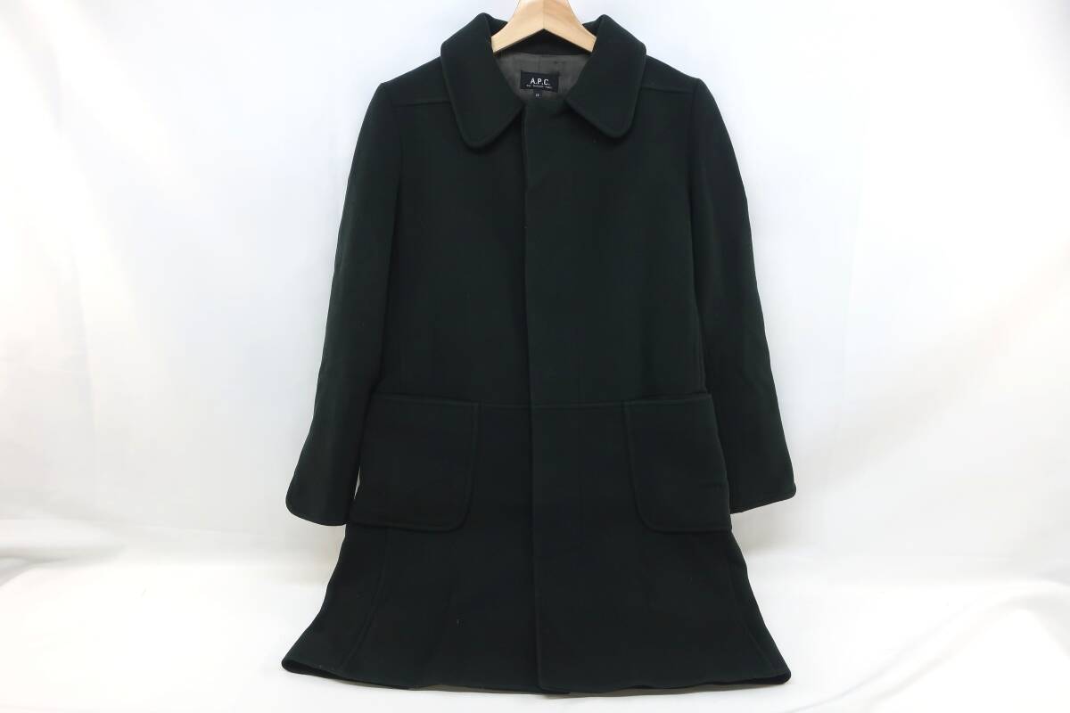 【送900円】2005 A.P.C. アーペーセー ウールコート カシミヤ混 ブラック バルマカーン ウクライナ製 ミディ丈 アウター 36拍卖