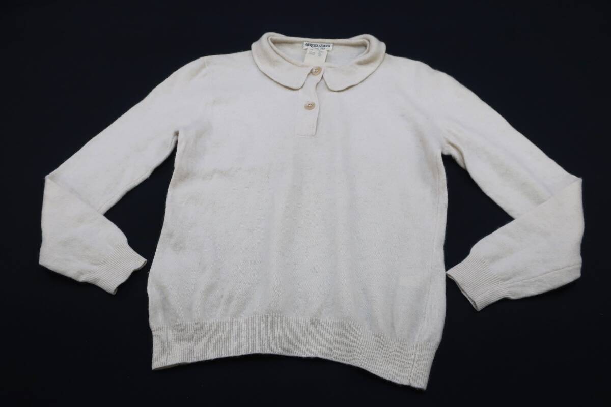 ★【S送900円】2825 GIORGIO ARMANI ジョルジオアルマーニ イタリア製 ヴィンテージ 襟付きセーター クリーム 41? カシミヤ混拍卖
