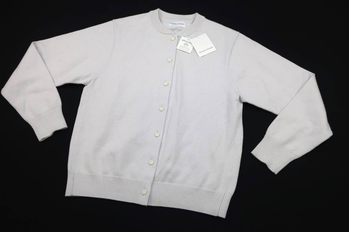 【送900円】2419 未着用品 human woman ヒューマンウーマン コットンニットカーディガン セーター オフホワイト カシミヤ混 M拍卖