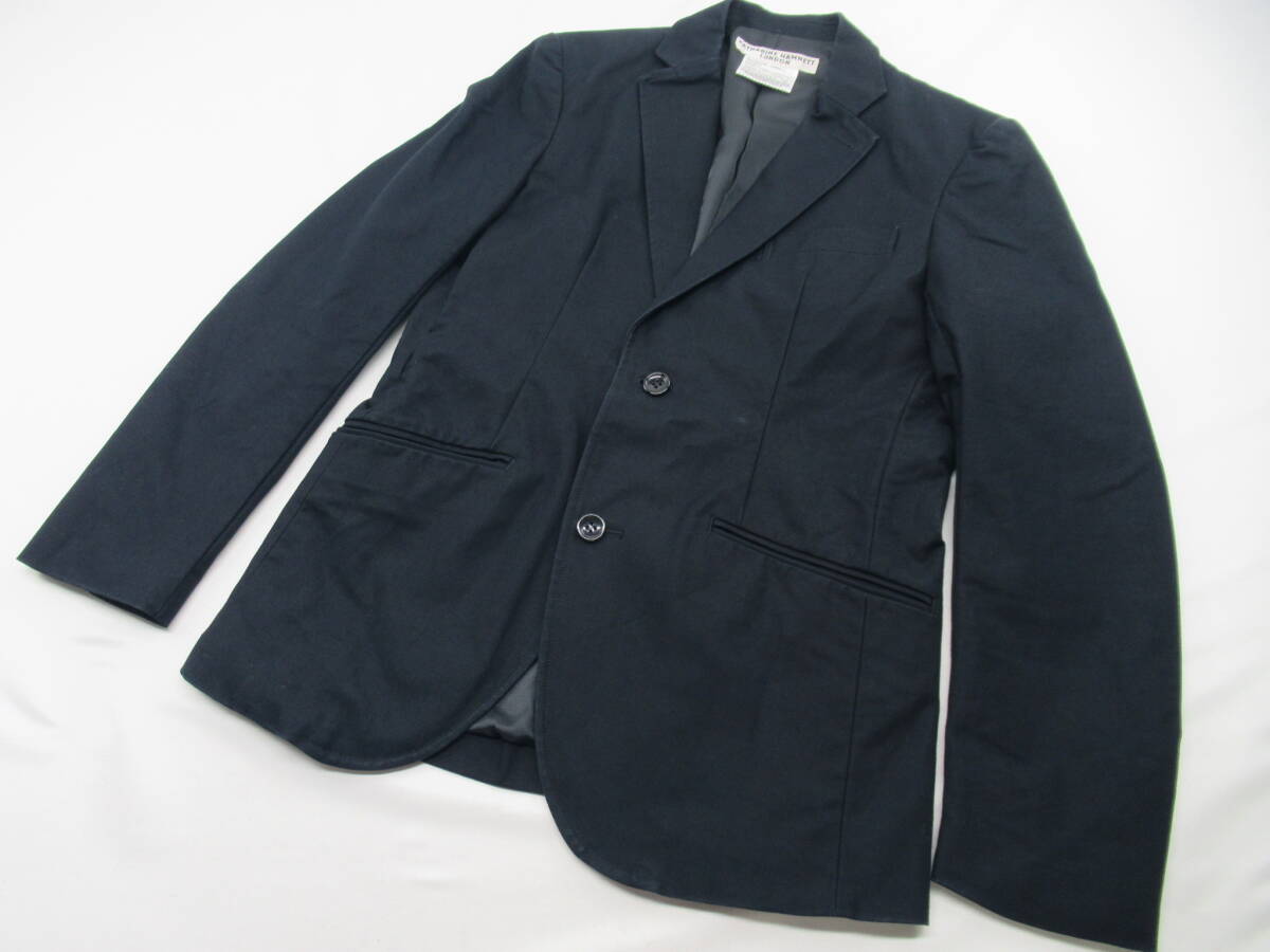 【送900円】1727 KATHARINE HAMNETT LONDON キャサリンハムネット メンズ テーラードジャケット シングルボタン ブラック M拍卖