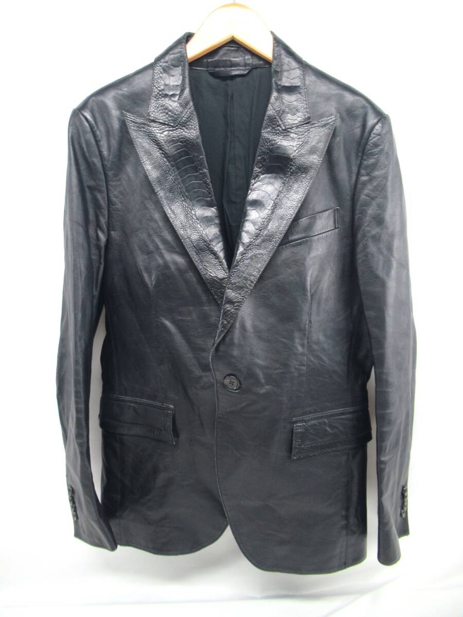 ☆【W送900円】076 EPOCA エポカ メンズレザージャケット 黒 UOMO 牛革 日本製 三陽商会 ITL50 アウター拍卖