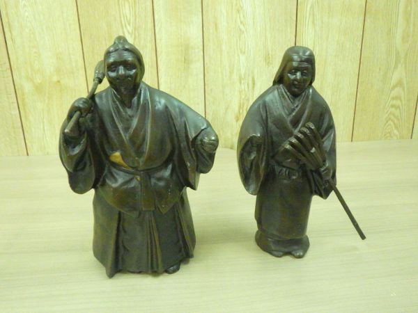 ・高砂人形 翁 媼 おきな おうな 二個一対 総重量4.3kg 置物 縁起物 開運 和風 骨董 古美術 アンティーク拍卖