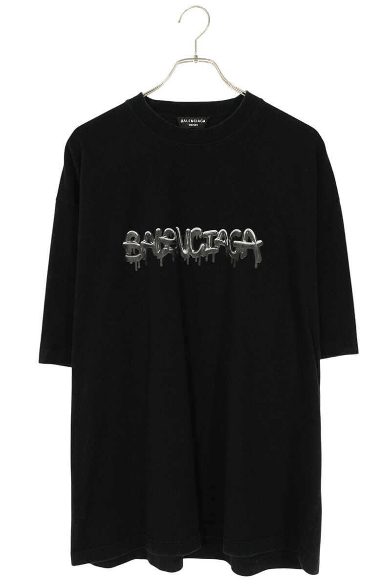 バレンシアガ サイズ:L 21AW 612966 TLVF1 スライムグラフィックロゴプリントTシャツ 中古 SJ02拍卖