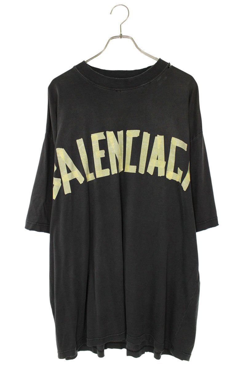 バレンシアガ サイズ:XL 739784 TOVA9 テープロゴTシャツ 中古 SB01拍卖