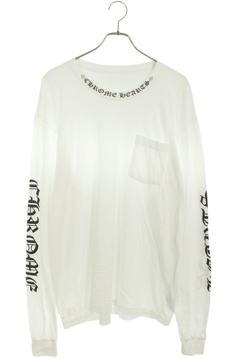 クロムハーツ 長袖カットソー サイズ:XL CH L S 1 ネックロゴプリント長袖カットソー 中古 SJ02拍卖