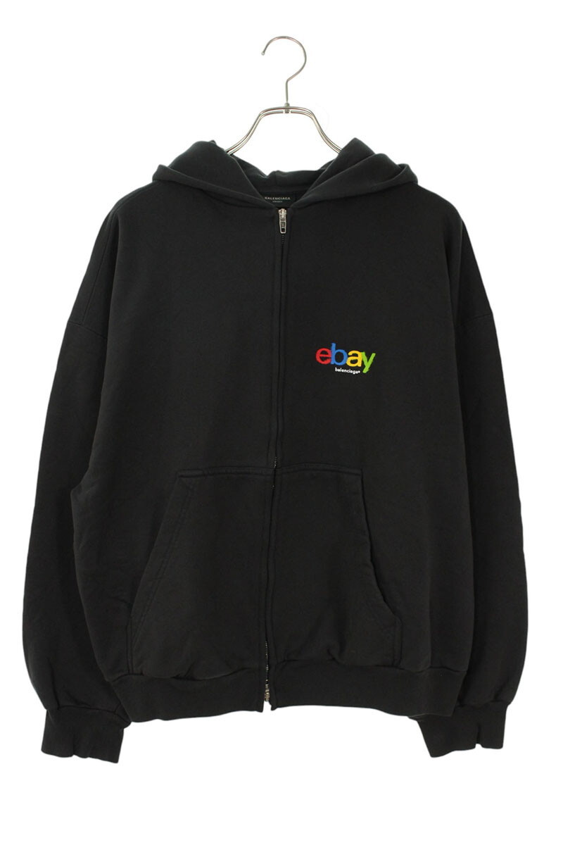 バレンシアガ サイズ:M 24AW 803264 TRVD2 ebayロゴ刺繍ジップアップパーカー 中古 SB01拍卖