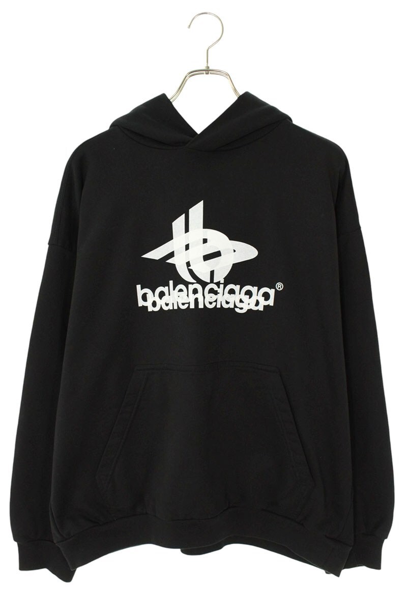 バレンシアガ サイズ:S 767877 TPVF3 ロゴプリントプルオーバーパーカー 中古 OM10拍卖