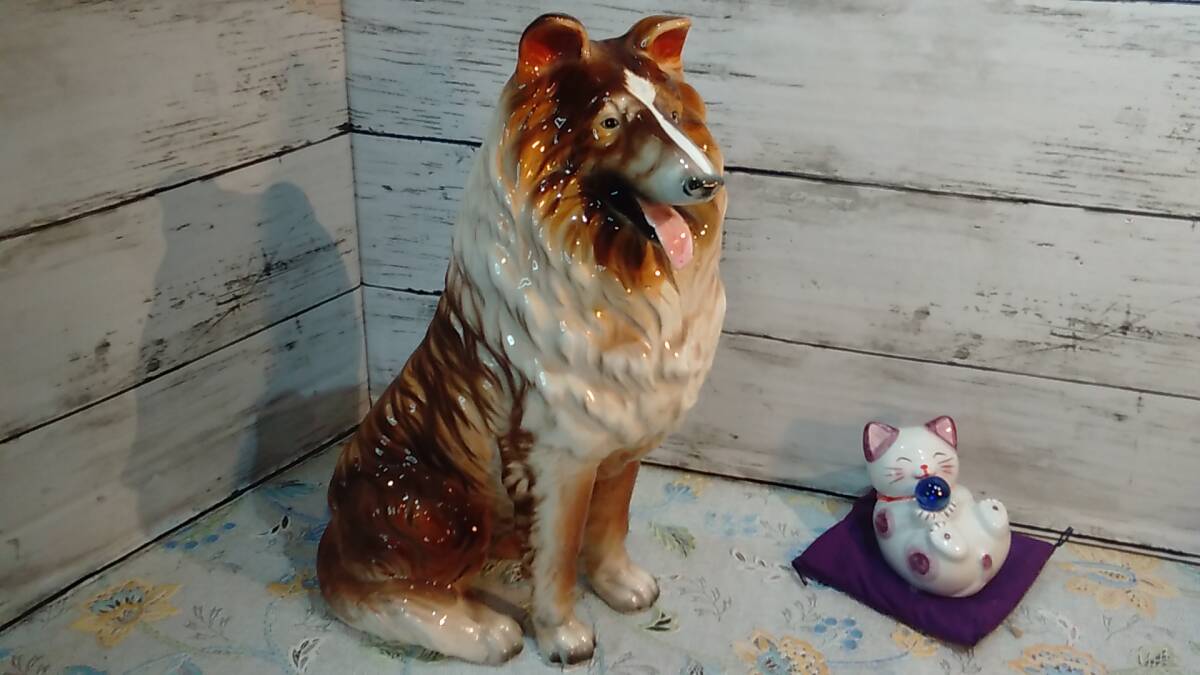 ■■ 昭和レトロ コリー犬 置物 オブジェ インテリア 高さ29cm■■拍卖