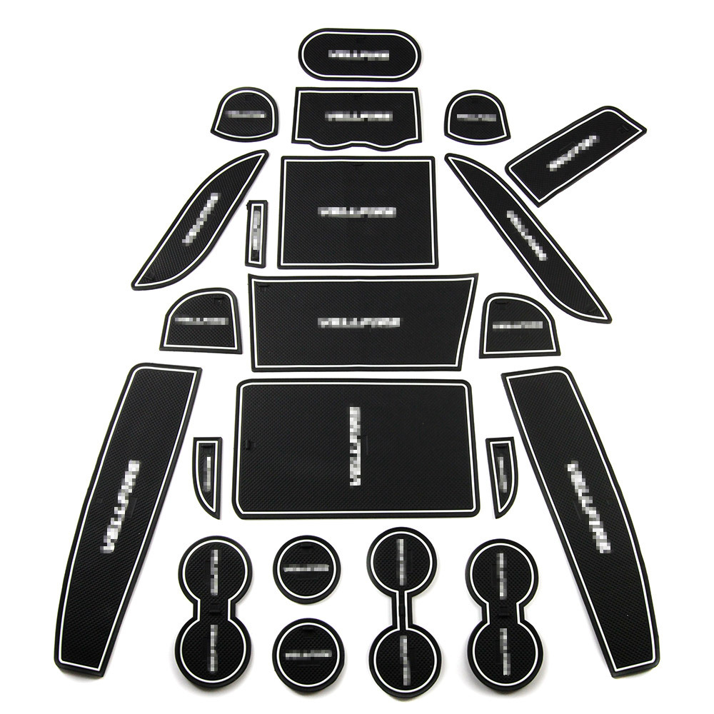 ヴェルファイア30系 前期 ドアポケットマット ロゴ付き コンソールマットインテリア ラバーマット 夜光 ゴム 22枚セット拍卖