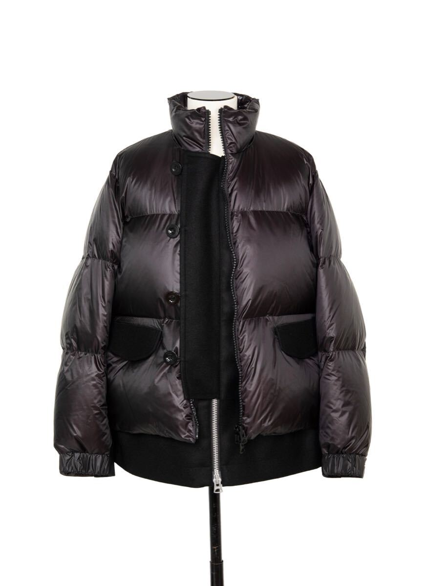 美品 sacai 24AW Wool Melton Puffer Blouson Black 4 メルトン パファー ダウン ブルゾン ジャケット コート MA-1 パーカー デニム拍卖