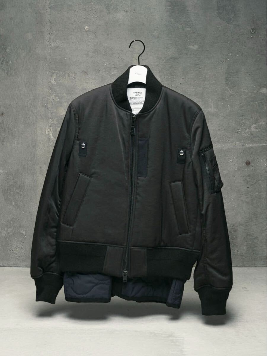 未使用品 定価¥176000 sacai × SPIEWAK 24AW Blouson Size4 Black ブルゾン ボンバー ジャケット MA-1 コート ダウン デニム パーカー拍卖