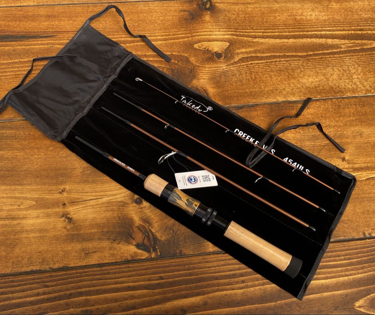 超軽量 カーボンロッド 4ft5inch トラウトロッド パックロッド スピニングロッド 渓流釣り 天然木 源流 ウッドリールシート 拍卖