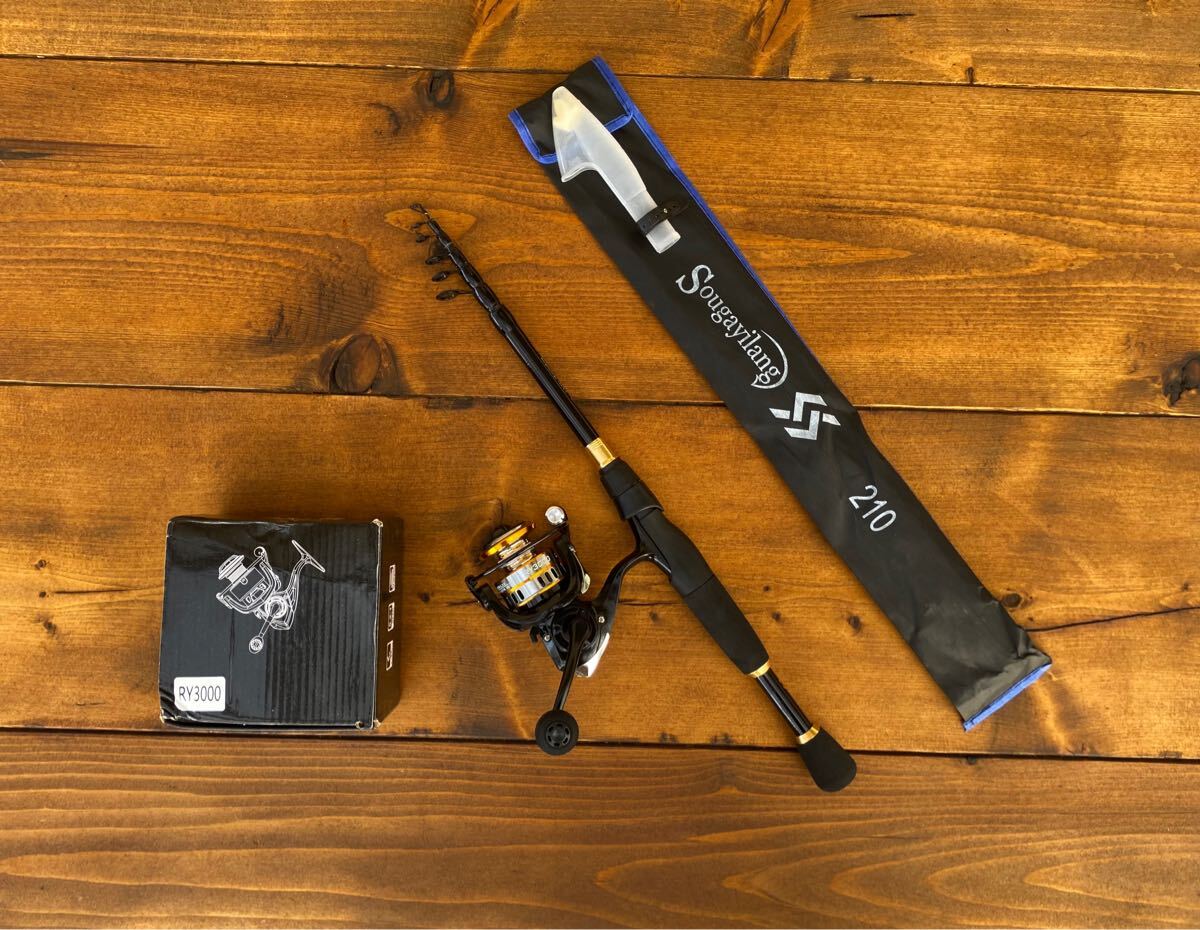 テレスコロッド&リールセット バスロッド 210cm 7ft スピニング拍卖