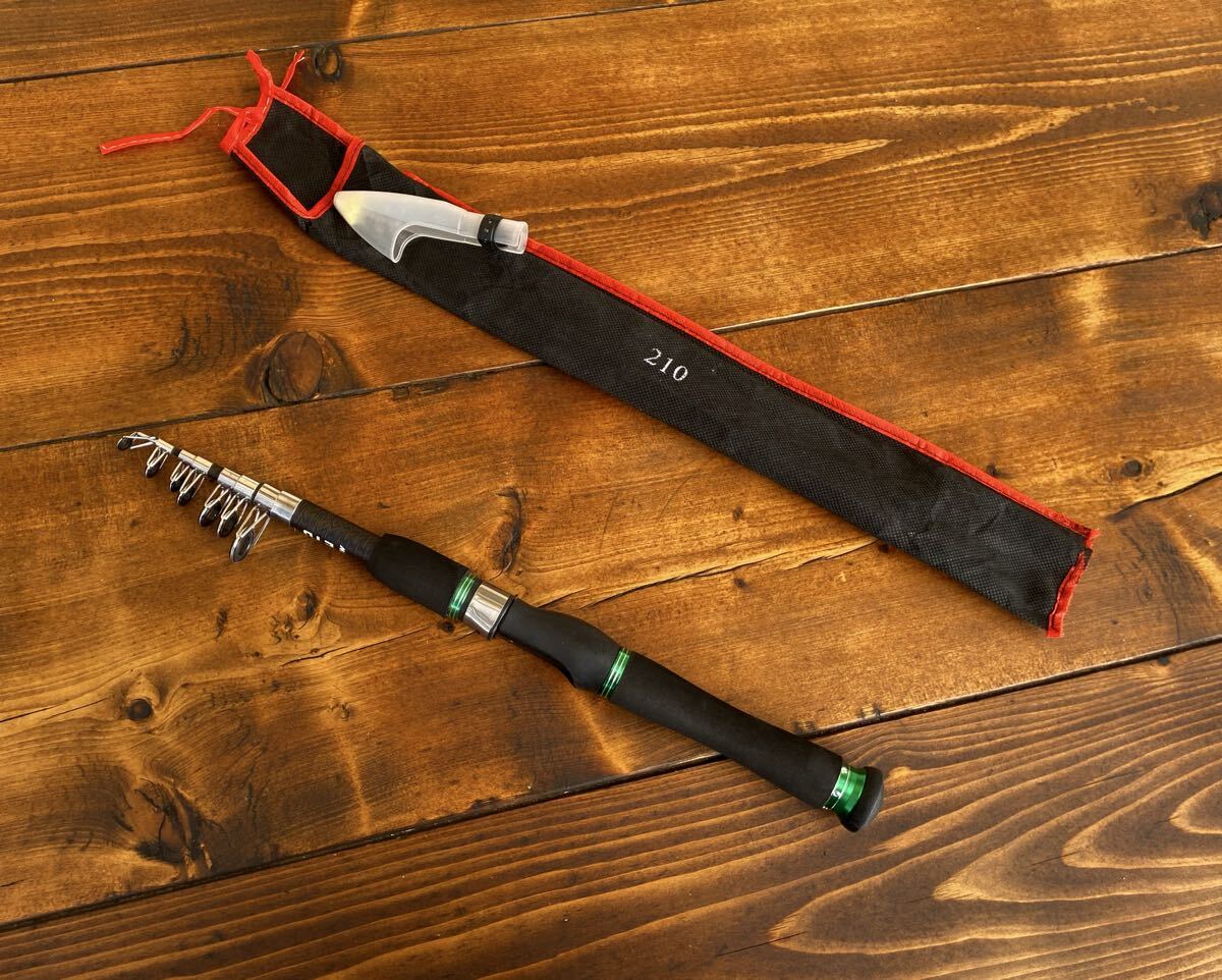 テレスコロッド スピニングロッド バス釣り 7ft 210cm グリーン サビキ ブラックバス拍卖