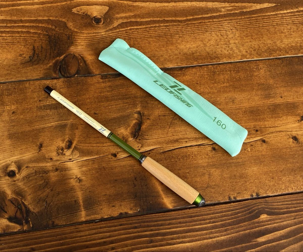 小物釣り竿 タナゴ竿 160cm ウッドグリップ 振り出し竿 グリーン×ホワイト拍卖