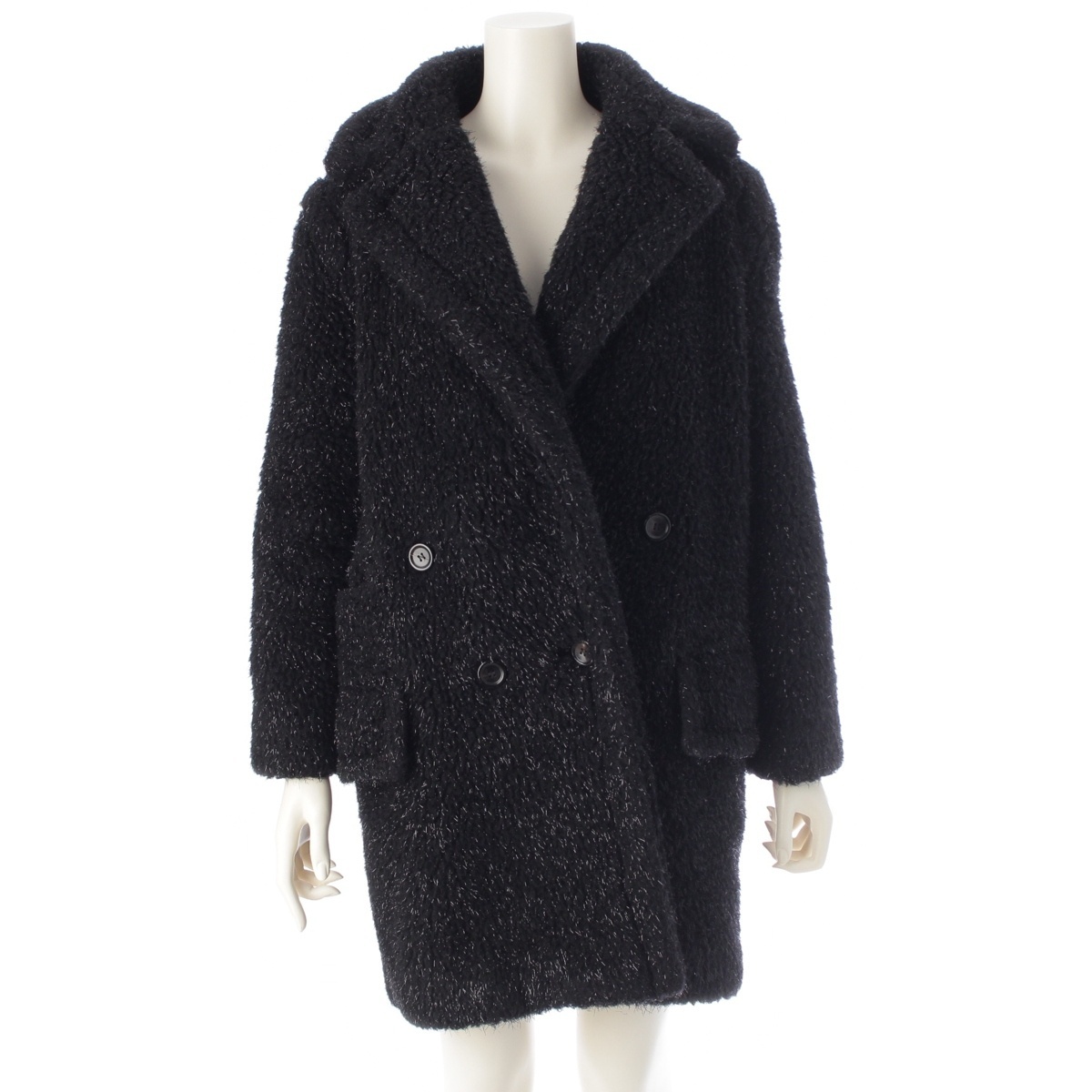 マックスマーラ キャメル シルク メタリングファイバー ナイロン ラメ アウター ブラック 34【中古】拍卖