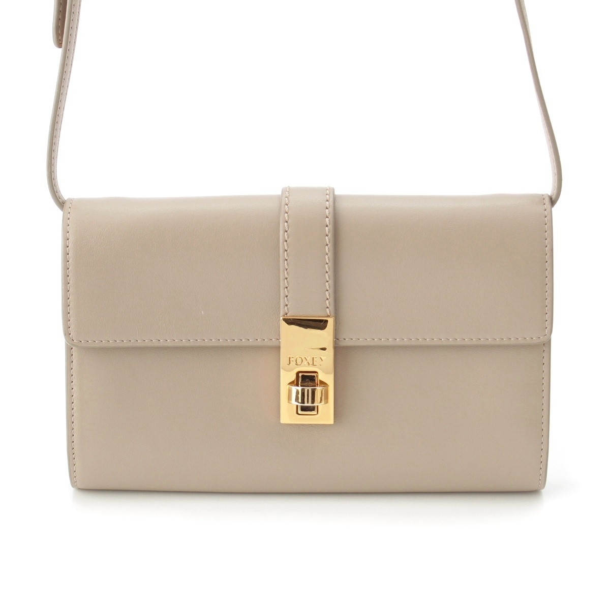 フォクシー レザー ウォレット ショルダーバッグ 40317 グレージュ【中古】拍卖