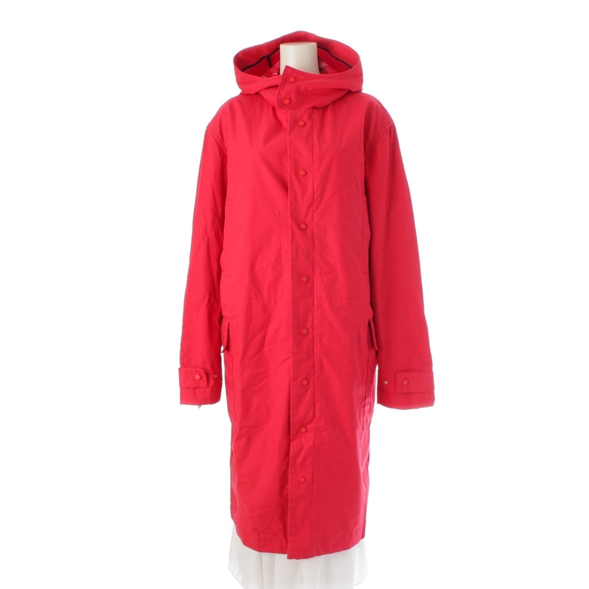 ヴェルサーチェ・ジーンズ 90s~00s クチュール フーデッド ロング モッズコート レッド L【中古】拍卖