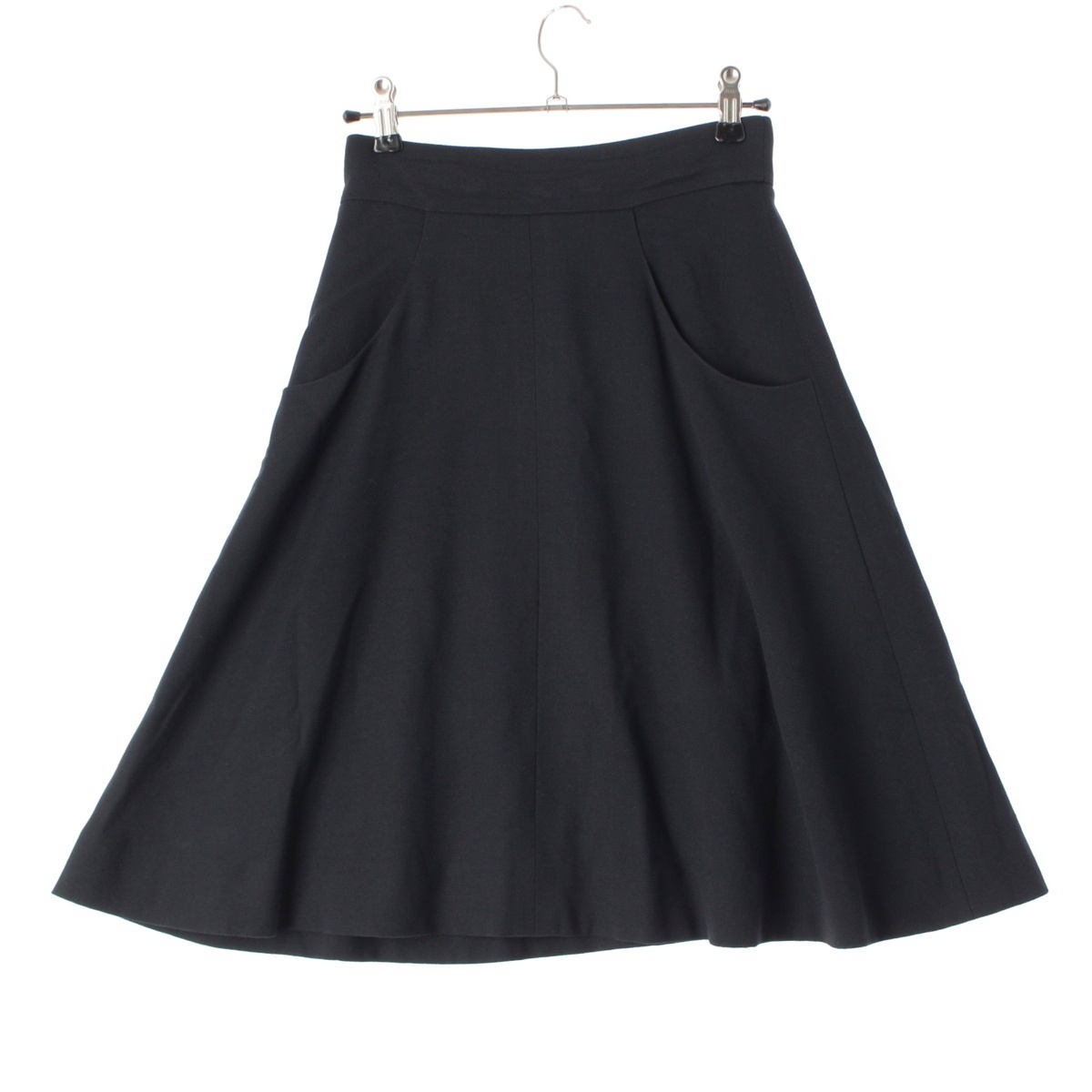 シャネル ウール混 ココマーク ビジュー デザイン スカート P41476 ブラック 34【中古】拍卖