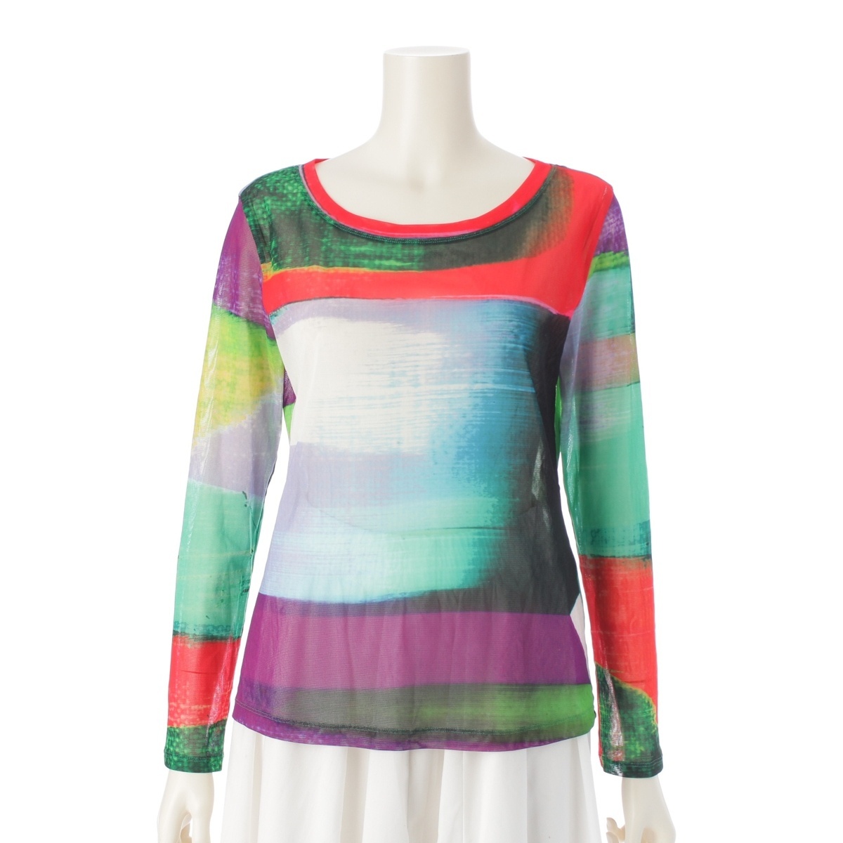 イッセイミヤケ 2009年 09S/S 総柄 グラフィック 長袖 カットソー IM92JK513 マルチカラー 2【中古】拍卖