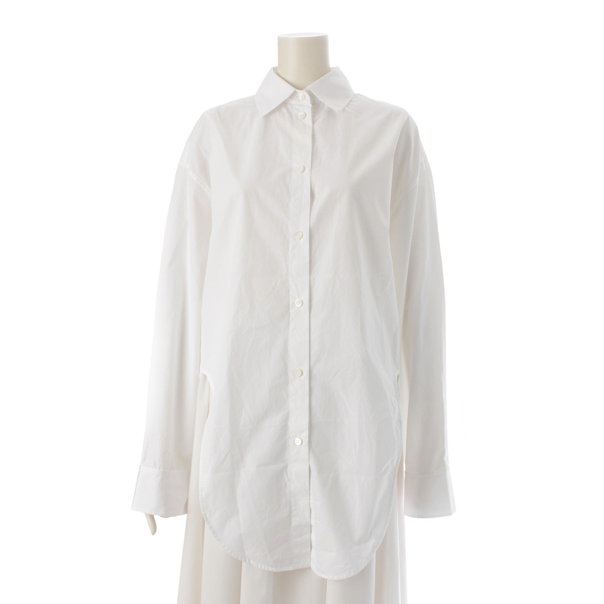 ロエベ 25SS コットン アナグラム カーブカット 長袖シャツ S359Y05XCV ホワイト 36【中古】拍卖