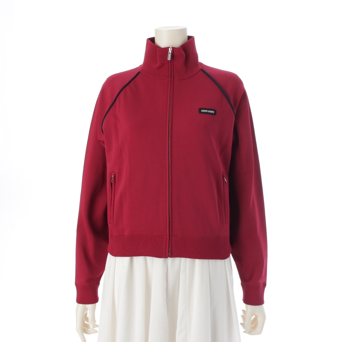 ミュウミュウ 25SS ナイロン テクニカルヤーンジップ ブルゾン MMF958 アマランサス レッド ボルドー 38【中古】拍卖