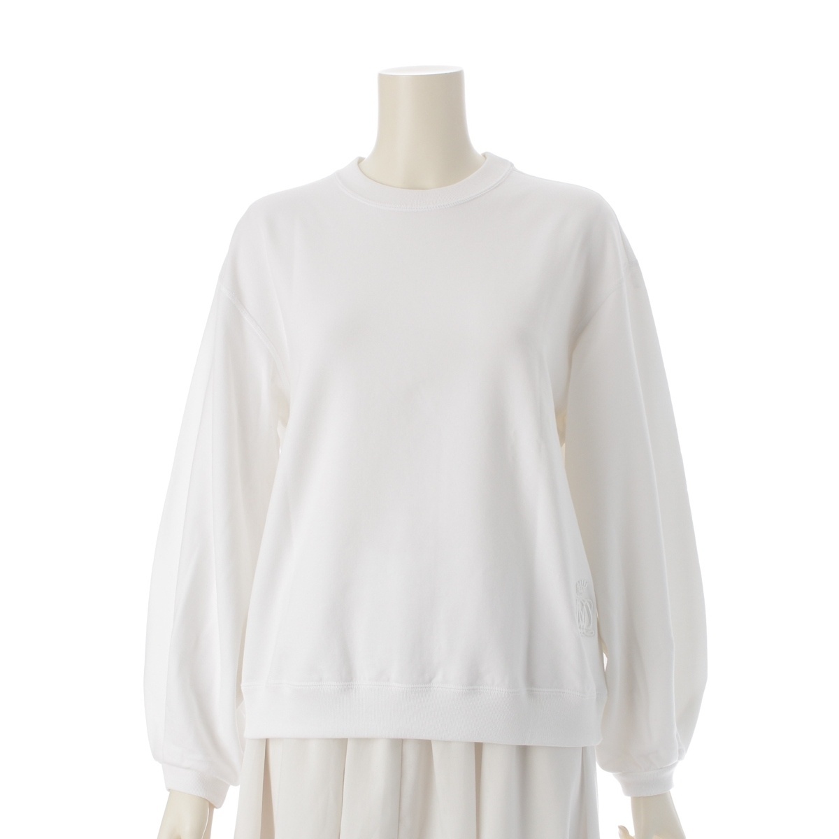 ドゥロワー コットン ロゴ刺繍 長袖 スウェット 6512-299-0284 ホワイト【中古】拍卖