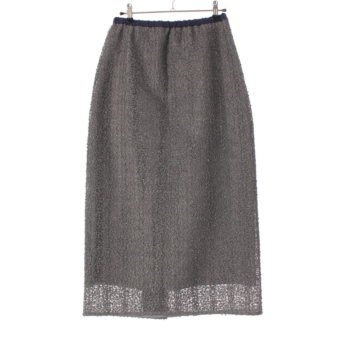 ドゥロワー 24年 ナイロン シルク 刺繍レース スカート 6524-299-1808 グレー 36【中古】拍卖