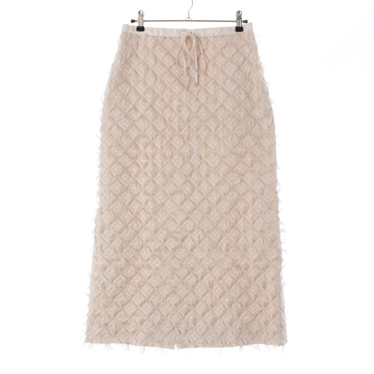 ドゥロワー ナイロン シルク カットジャガード スカート 6524-236-1855 ベージュ 36【中古】拍卖