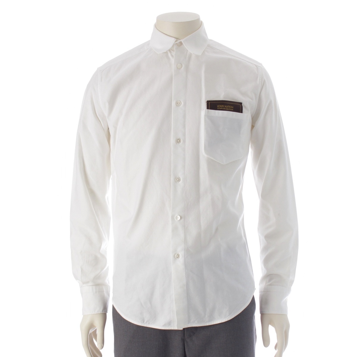 ルイヴィトン 20SS コットン LVラベル ロングスリーブ 長袖シャツ ホワイト XS【中古】拍卖