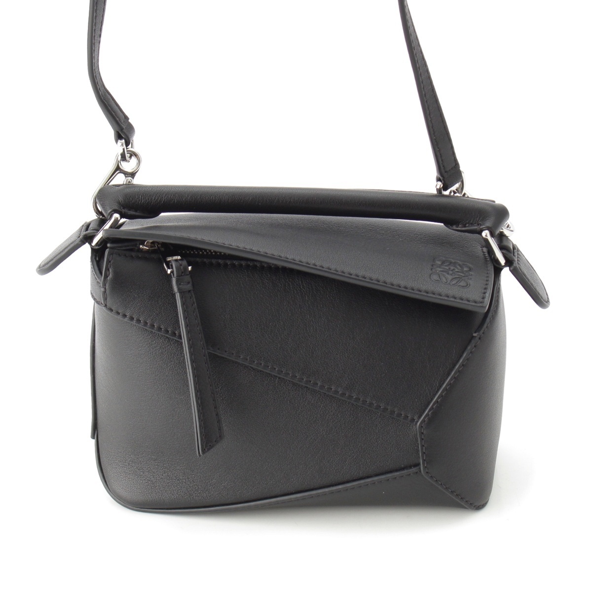 ロエベ パズル クラシックカーフ エッジ ミニ 2way ハンドバッグ A510P88X26 ブラック【中古】拍卖