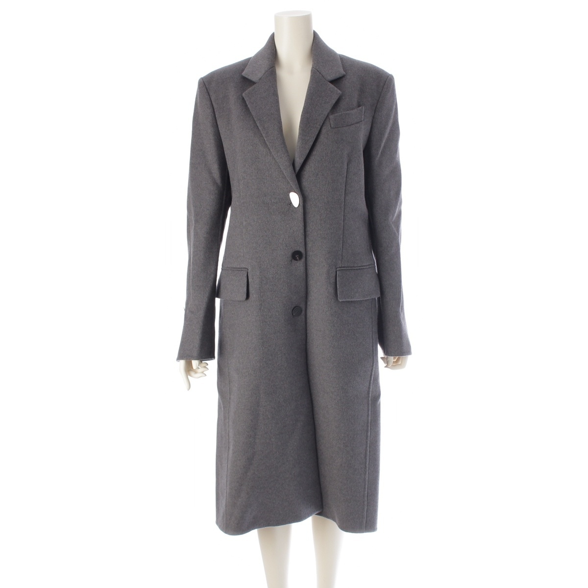 サルヴァトーレフェラガモ ウール×カシミヤ ロング チェスター コート グレー【中古】拍卖