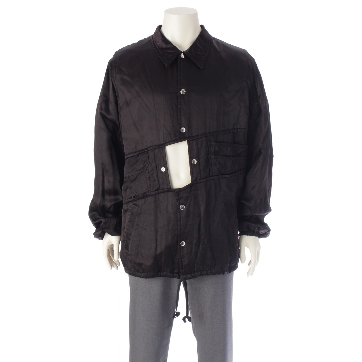 コムデギャルソンオムプリュス AD2019 20SS オルランド期 キュプラ バックロゴ コーチ ジャケット PE-J086 ブラック XL【中古】拍卖