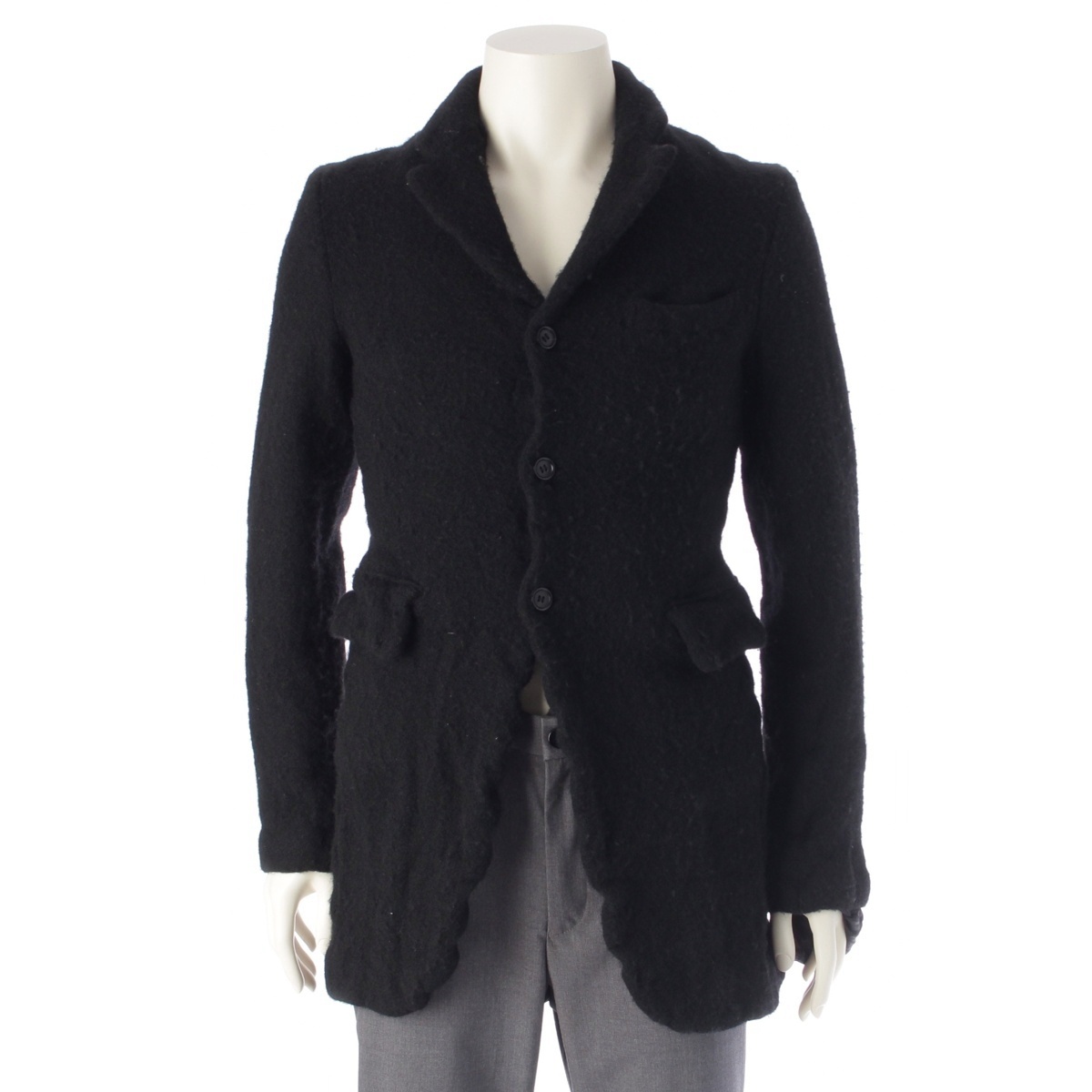 コムデギャルソンオムプリュス AD2022 ウール 縮絨 3B テーラードジャケット PJ-J017 ブラック XS【中古】拍卖