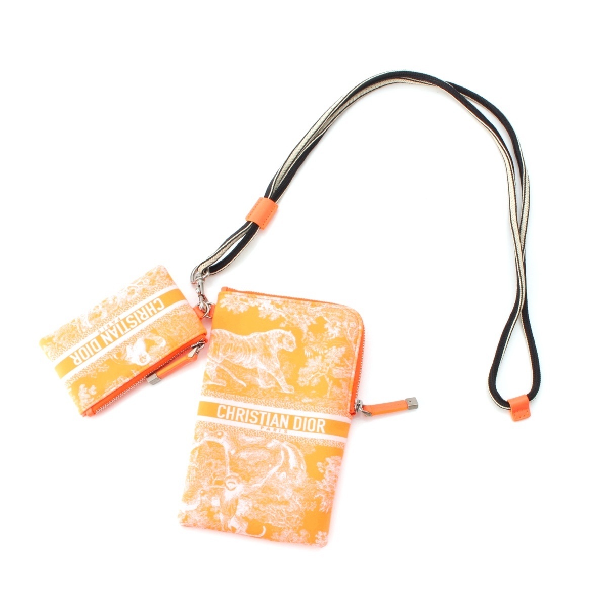 クリスチャンディオール テクニカルファブリック DIORTRAVEL マルチファンクションポーチ ショルダーバッグ オレンジ【中古】拍卖