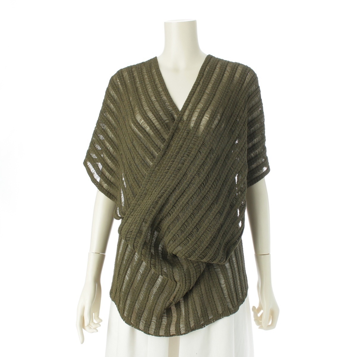 イッセイミヤケ 80s ニット 筆タグ 着物 トップス グリーン【中古】拍卖