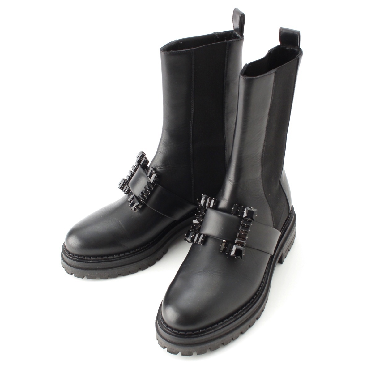 セルジオロッシ バイカープリンス レザー サイドゴア ブーツ ブラック 36【中古】拍卖