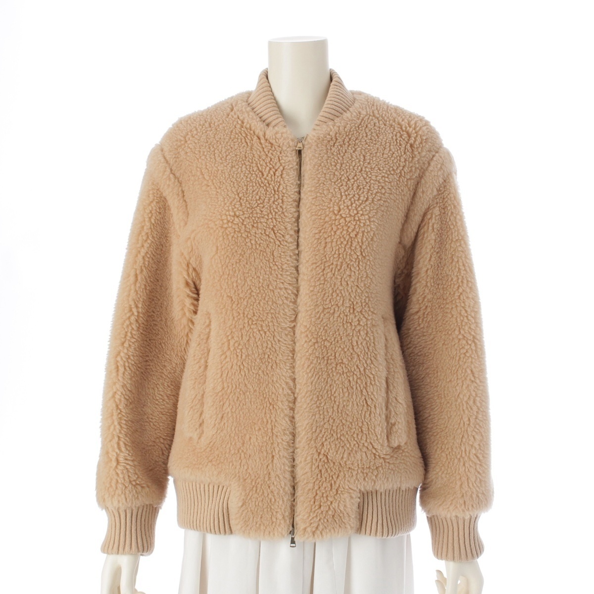 マックスマーラ 21AW キャメル シルク テディ ボア ボンバージャケット ブルゾン 10810321621 ベージュ J36【中古】拍卖
