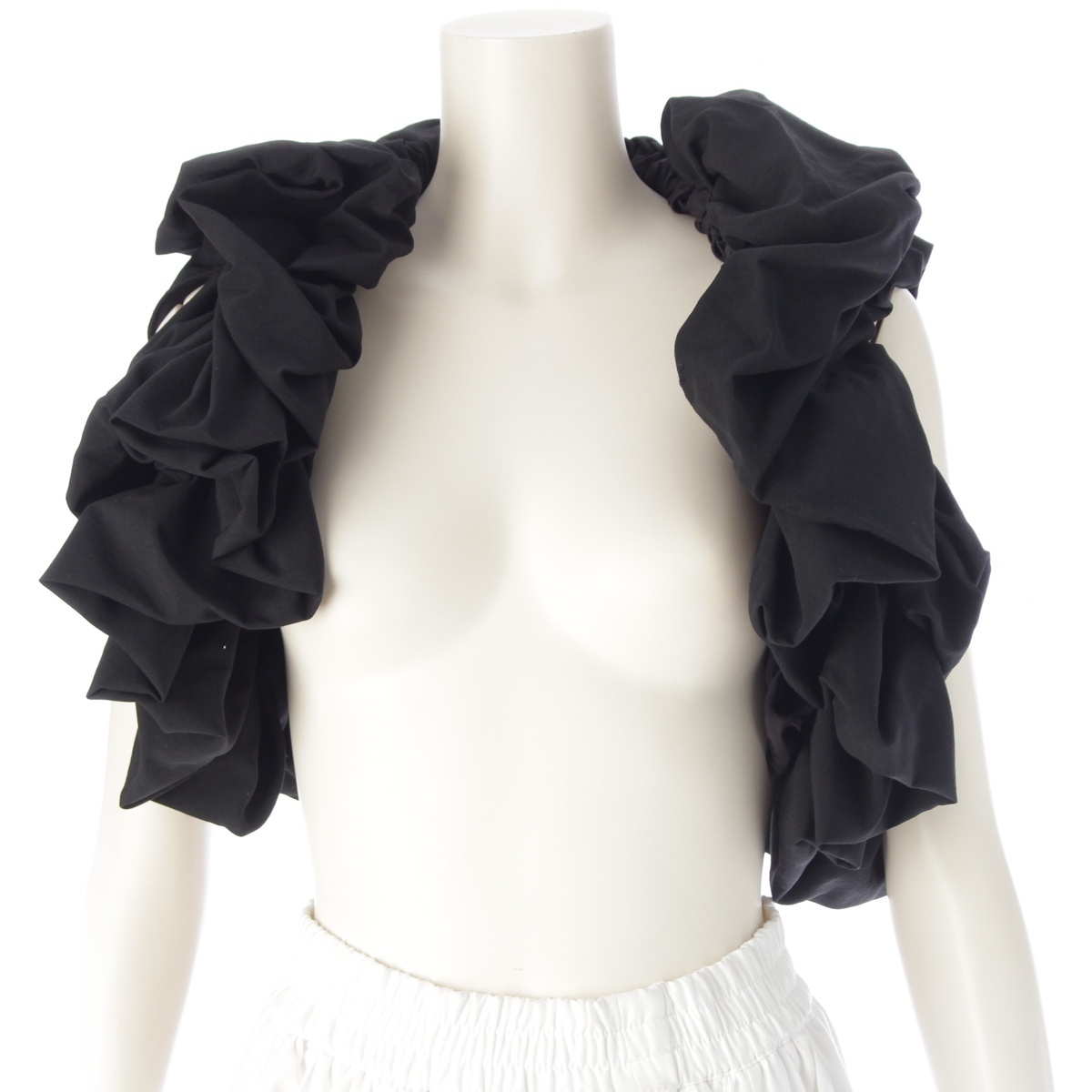 コムデギャルソン AD2022 ウール フリル ラッフル ノースリーブ ボレロ ベスト GK-K801 ブラック S【中古】拍卖