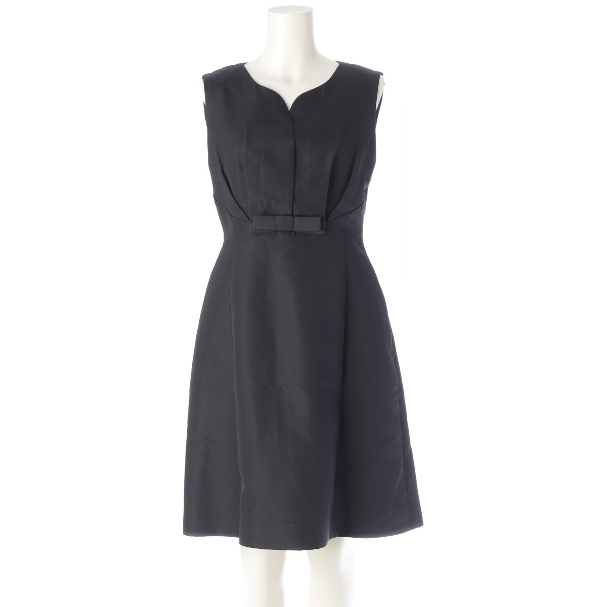 フォクシー 15年 シルク混 ノースリーブ リボン ワンピース 33703 ブラック 38【中古】拍卖