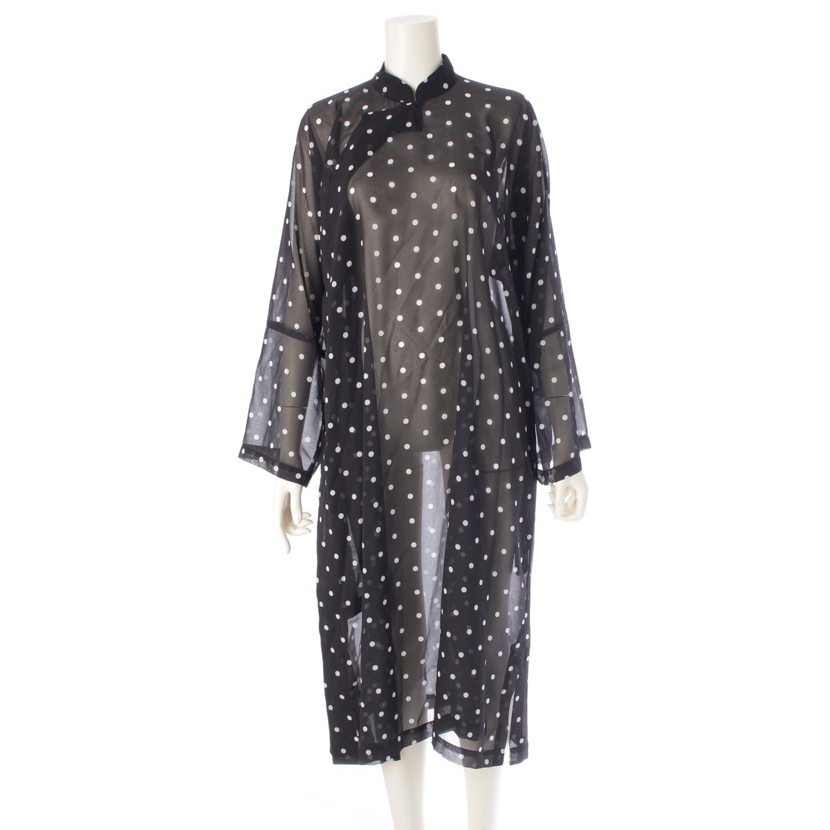 コムデギャルソン コムデギャルソン AD2019 20SS コムコム シースルー ドット ワンピース RE-O023 ブラック ホワイト S【中古】拍卖
