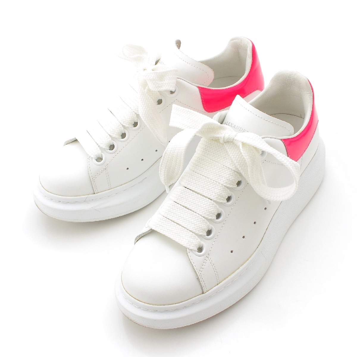 アレキサンダーマックイーン レザー ローカット スニーカー 462214 ホワイト ピンク 37【中古】拍卖
