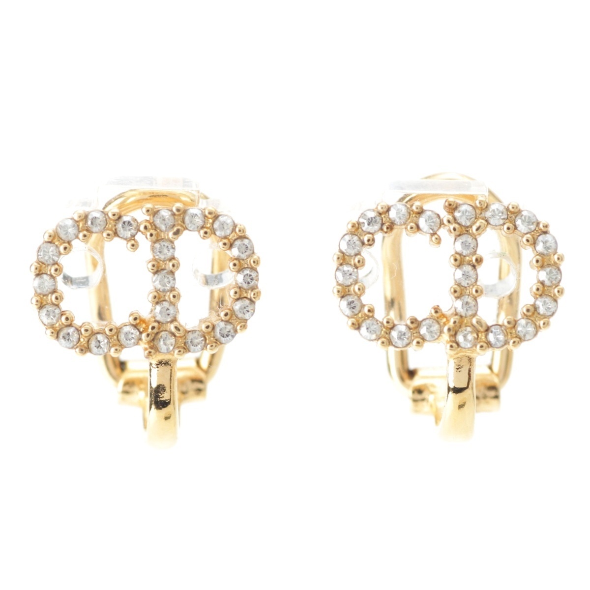 クリスチャンディオール CDロゴ クリップ ラインストーン イヤリング ゴールド【中古】拍卖