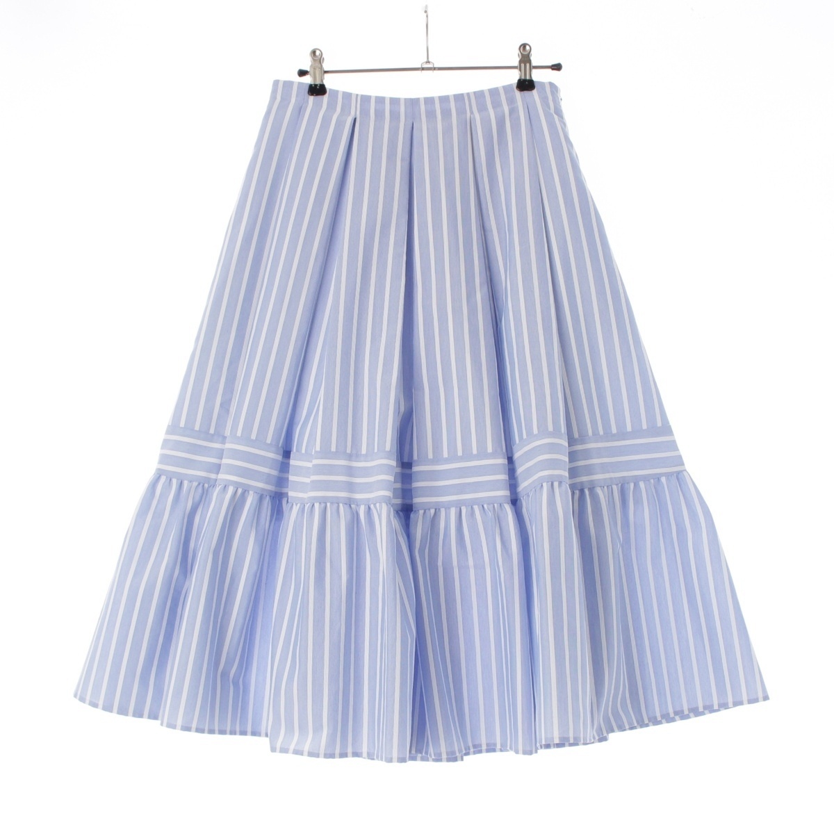 フォクシー ニューヨーク 22年 Le Ciel Skirt ルシエル ストライプ スカート 42839 ブルー×ホワイト 40【中古】拍卖