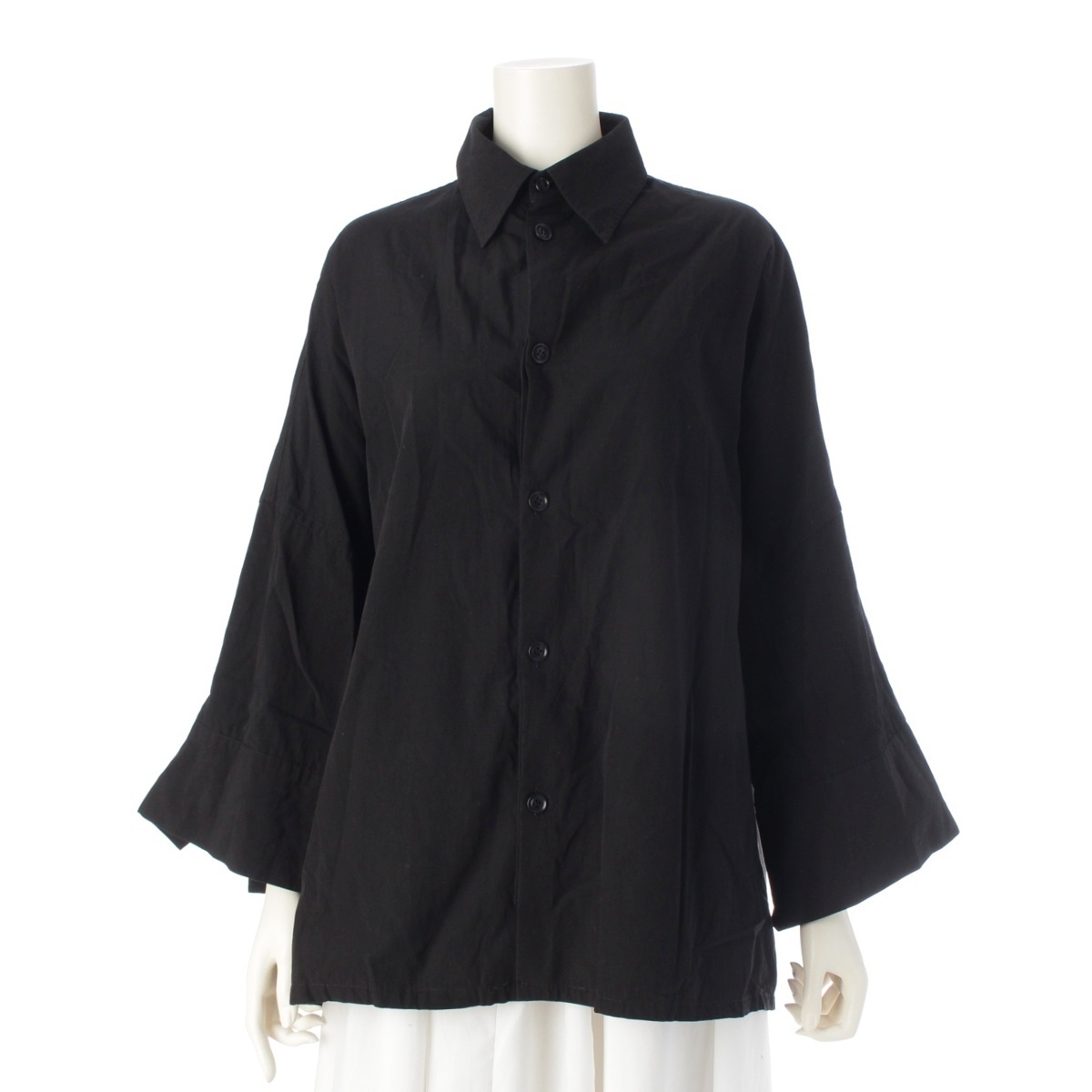 ワイズ 23年 コットンリネン ドルマンスリーブ オーバーサイズ 半袖シャツ YU-B03-029 ブラック 2【中古】拍卖