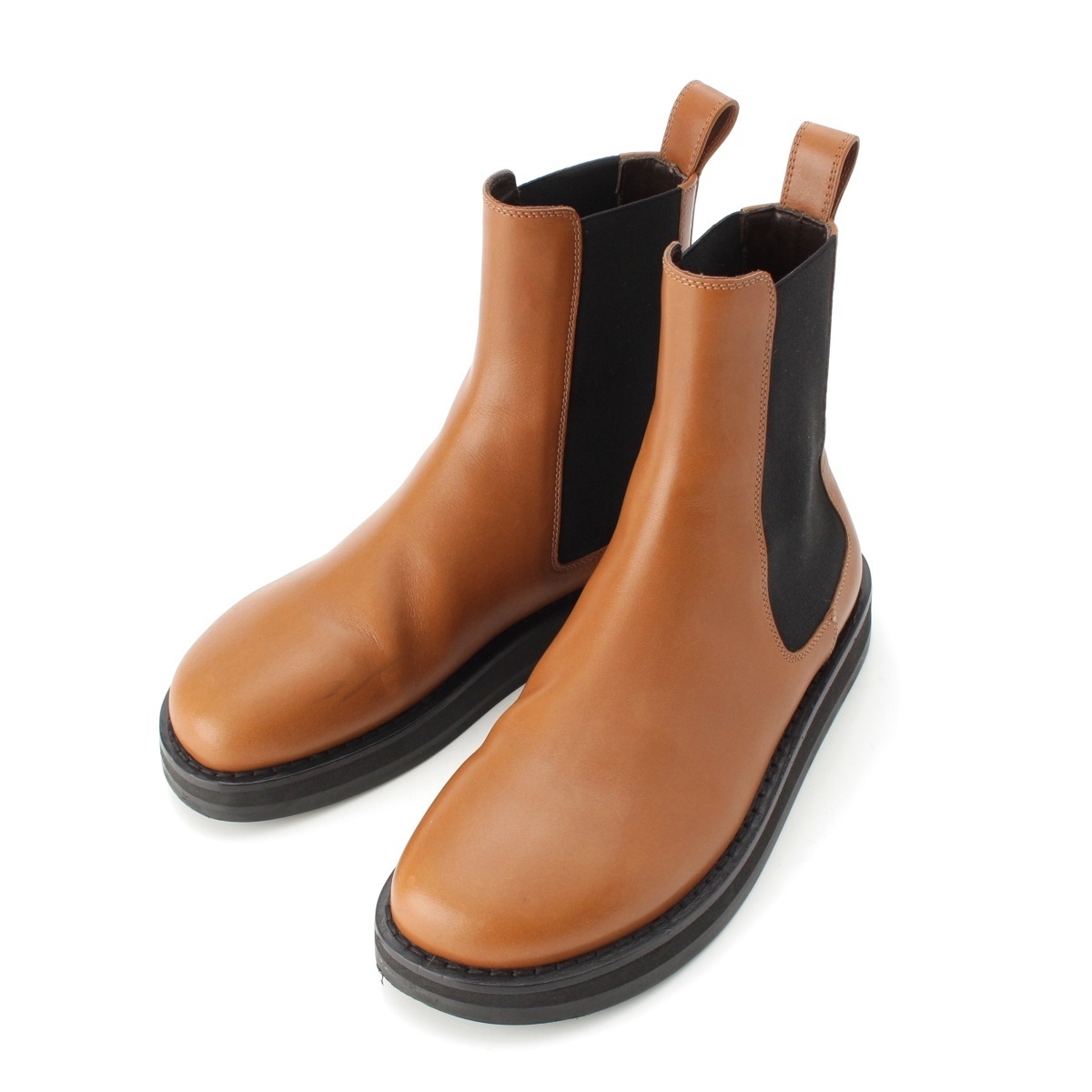 ザロウ GAIA カーフスキン レザー サイドゴア ブーツ F1151 L52 キャラメル ブラウン ブラック 36【中古】拍卖