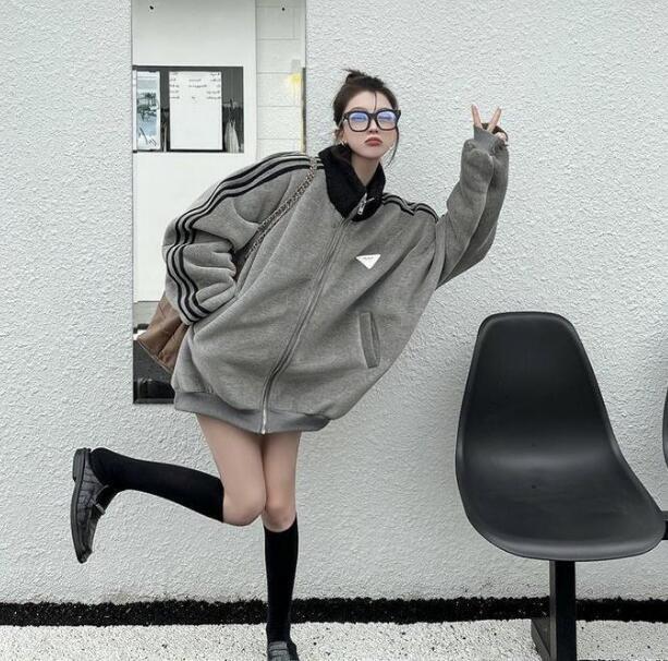 新作パーカー スウェット レディース レディース アウター サイドライン 春 秋 無地 パーカ コート アウター フードコート(2色L-4XL)拍卖