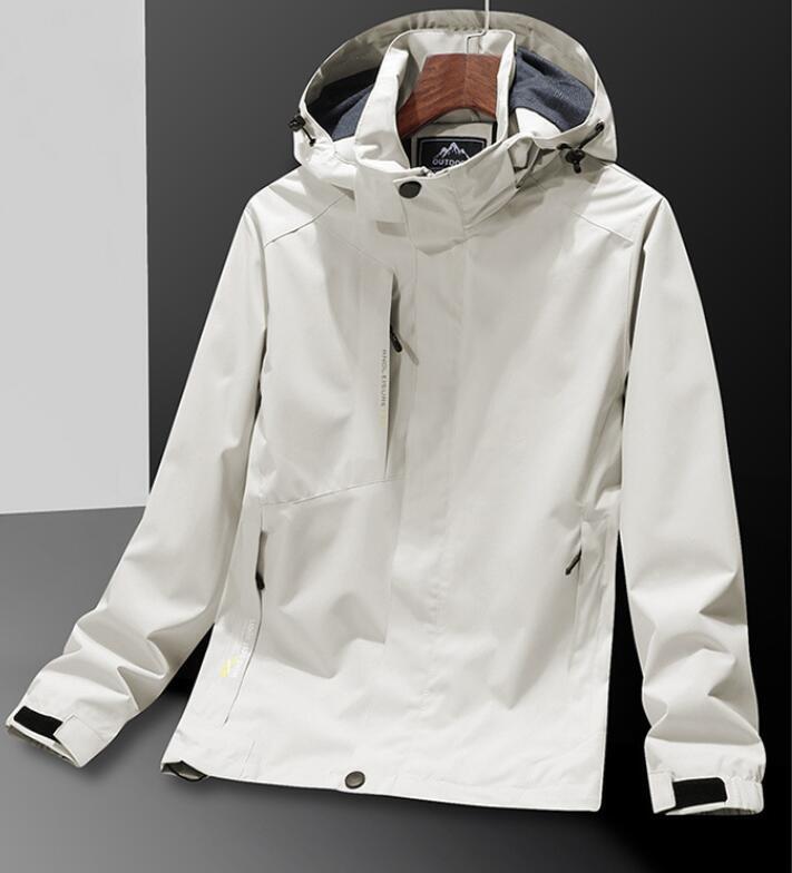 新作防水ウィンドブレーカーメンズ 登山服 ジップアップパーカーミリタリージャケットフード付きブルゾン【全5色選択可】XLホワイト拍卖