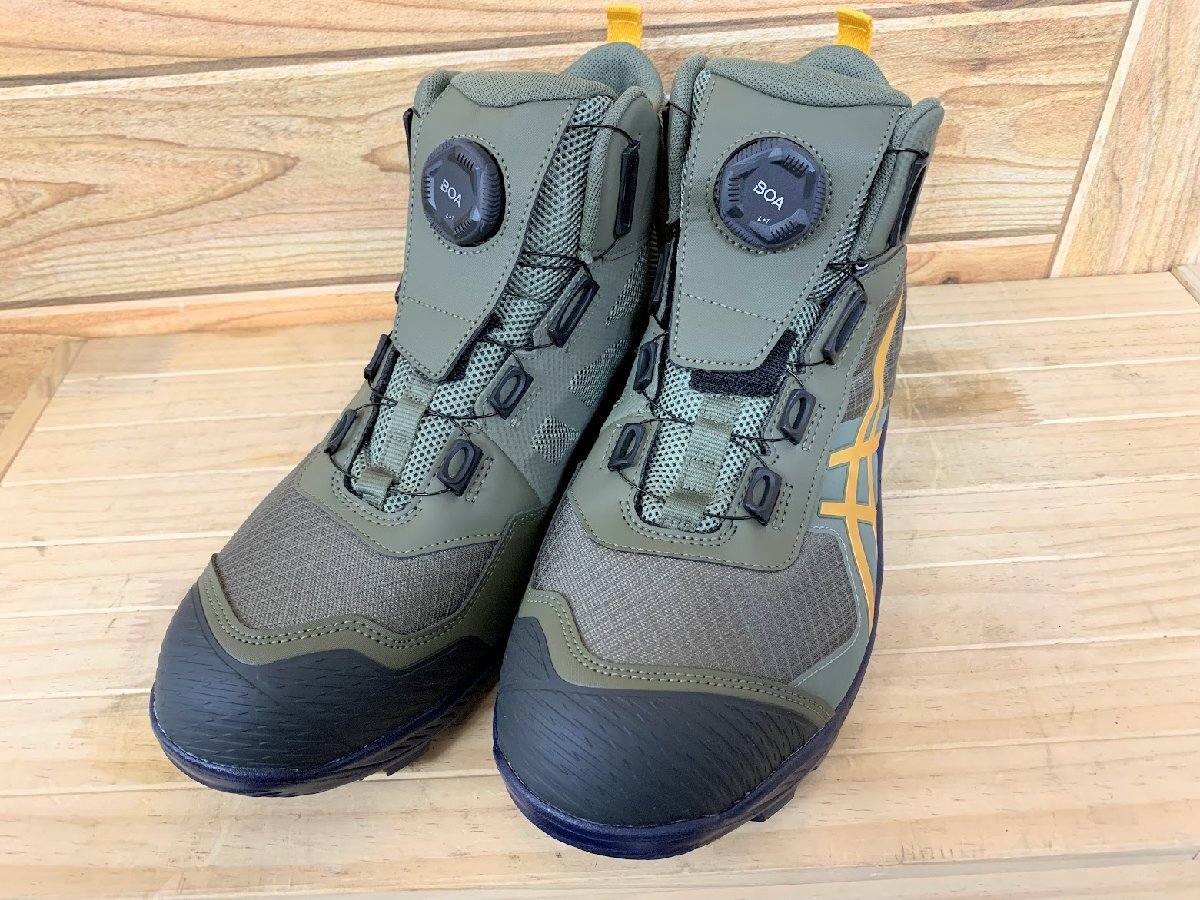 ■ 未使用品 ASICS アシックス 28cm安全靴 ウィンジョブ CP604 BOA 1273A084-300 G-TX ゴアテックス グリーン×イエロー拍卖